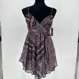 NEW Y2K INC International Concepts Purple Black Paisley‎ Cami Top Whimsygoth Emo